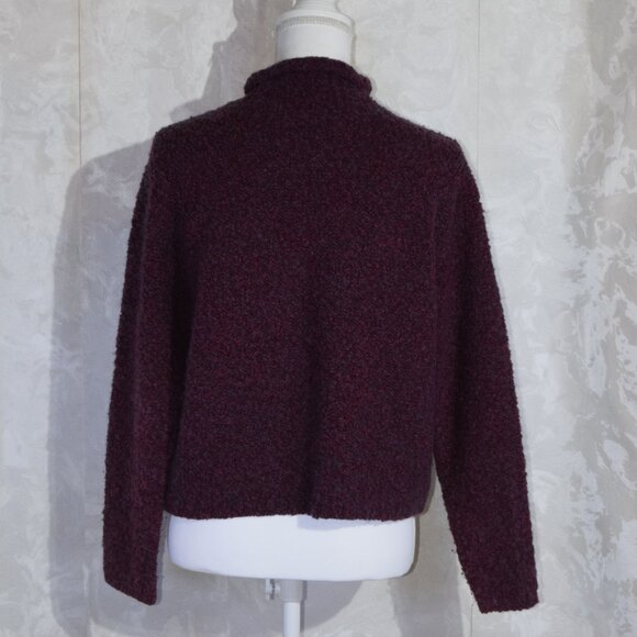 The Limited Women's S Small Maroon Bouclé Knit Mock Neck Sweater - Picture 2 of 5